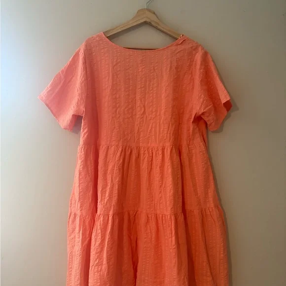 A New Day Textured Babydoll Tiered Dress XL Coral Pink Orange Universal Thread‎ - Picture 6 of 6